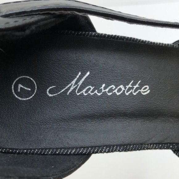 Mascotte Black Denim Peep Toe Heels, Size 7 - Picture 8 of 9